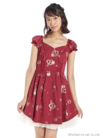 エンジェル箔プリントワンピース/ワイン