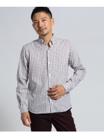 カラーチェックオックスシャツ[ メンズ シャツ ボタンダウン オックス ]/キャメル(241)