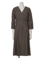 カルゼ千鳥カシュクールワンピース/ベージュ(千鳥柄)