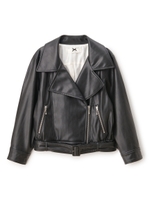 ギャザーライダースジャケット/ブラック