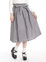 ギンガムチェックミディ丈スカート/クロ