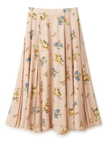 クラシカルブーケパッチプリーツスカート/ピンク