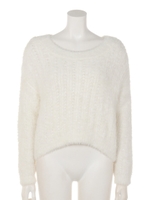 クルーNCシャギーKnit TOP/WHT