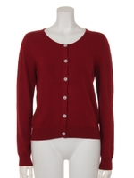 クルーネックパールビジューニットカーディガン/ラベンダー