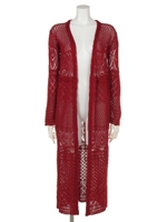 クロシェknitロングカーデ/RED