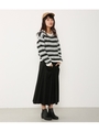 クロップドボーダーTOPS/O/WHT1