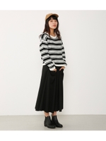 クロップドボーダーTOPS/O/WHT1