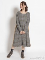 グレンチェックジャカードワンピース/ベージュ