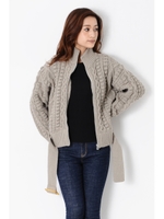 ケーブルニットブルゾン/GRAY