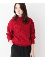 ケーブルボトルネックニット/ワインレッド(063)
