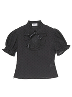 コットンドロップフリルブラウス/ブラック