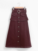 コルセット風ロングスカート/ボルドー