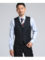 サージシングルベスト[ メンズ スーツ 結婚式 撥水 3シーズン セットアップ ]/ブラック(019)