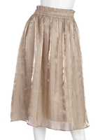 サテンギャザーフレアスカート/ベージュ