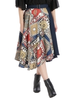 サテンスカーフ切替スカート/コイアオ