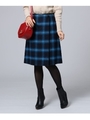 シャギーチェック柄ラップ風スカート/ブルー(892)