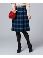 シャギーチェック柄ラップ風スカート/ブルー(892)