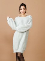 シャギーニットワンピース/グリーン