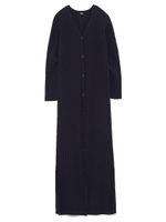 シルク混ワイドリブロングカーディガン/NVY