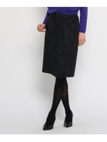 スェード調フロントスリットスカート/ブラック(019)