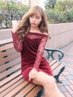 スカラップベロアワンピース/WIN