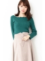 スカラップリブ7分袖ニット/グリーン(140)