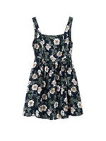 スクエアネック・ヴィンテージフラワー柄フレアワンピース/花柄