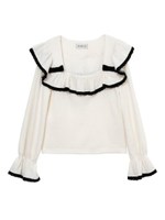 スクエアネックフリルニット/ホワイト