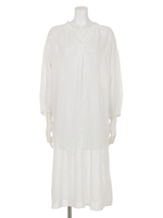 スタンドバルーンスリーブワンピ/WHT