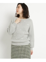 スパンコールフラワーフェザーヤーンニット/ライトグレー(011)