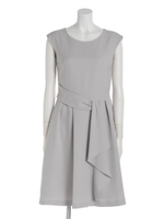 ダブルクロスアシメフリルフレアワンピース/ブラック