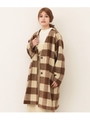 チェックシャギーコート/ブラウン(015)