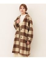 チェックシャギーコート/ブラウン(015)