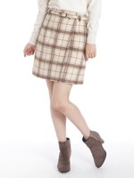 チェックタイトスカート/ベージュ