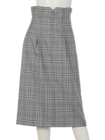 チェックハイウエストタイトスカート/グリーン