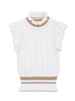 チュールドッキングハイネックニットプルオーバー/WHT