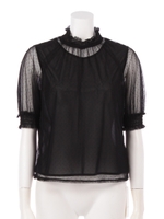 ドットチュールパフスリーブブラウス/オフホワイト