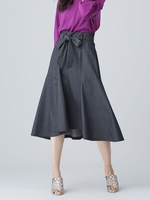 デニムライクタイトフレアスカート/ブラック