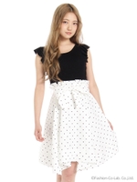 ドット柄ドッキングワンピース/ホワイト