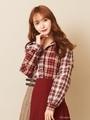ネルチェックフリルシャツ/レッド