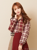 ネルチェックフリルシャツ/レッド