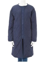 ノーカラーキルティングコート/ネイビー