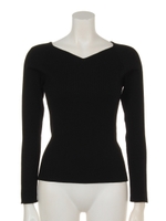 ハートネックラグランスリーブニットプルオーバー/ブラック