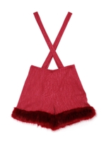 ハイウエストサスペンダー付きショートパンツ/レッド