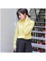 ハイネックシャギーニット/イエロー
