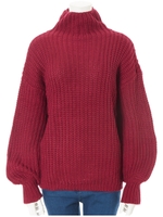 ハイネックローゲージオーバーニット/レッド