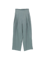 バックレースアップサテンハイウエストワイドパンツ/ミント