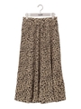 ヒョウ柄消しプリーツロングスカート/ベージュ