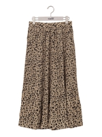 ヒョウ柄消しプリーツロングスカート/ベージュ