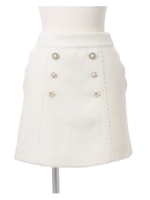 ビジューボタン台形スカート/ホワイト